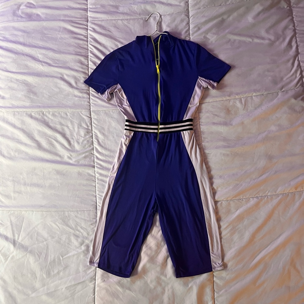Fashion Nova Blue and White Jumpsuit